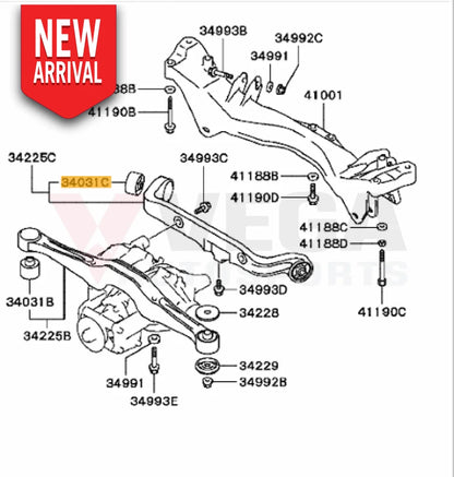 Bushing Rear Diff Support Bar to Mitsubishi Lancer Evolution 4-9 RS / GSR MB809334 - Differential