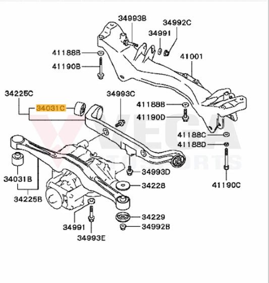 Bushing Rear Diff Support Bar to Mitsubishi Lancer Evolution 4-9 RS / GSR MB809334 - Differential