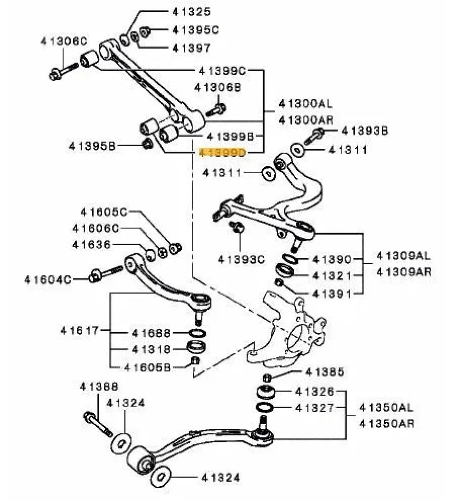 Bushing Rear Lower Control Arm To Suit Mitsubishi Lancer Evolution 4-9 (Steel & Alloy Arms) Mr403464