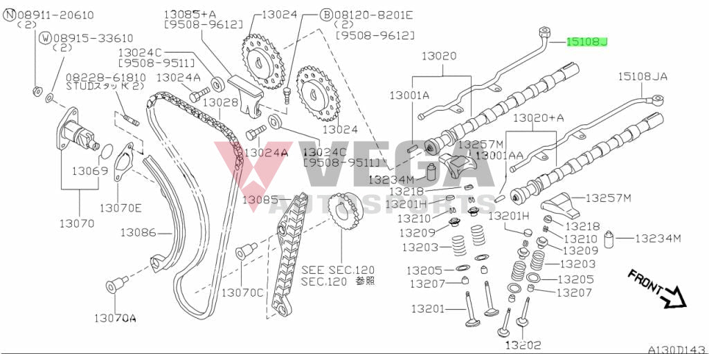 Camshaft Oil Squirter Intake (Sr20) To Suit Nissan Silvia S13 / S14 S15 180Sx 15108-53J03 Engine