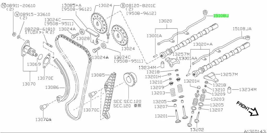 Camshaft Oil Squirter Intake (Sr20) To Suit Nissan Silvia S13 / S14 S15 180Sx 15108-53J03 Engine