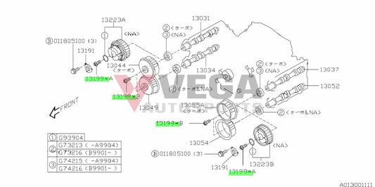 Camshaft Pulley Bolt (Non-Avcs) To Suit Subaru Forester Impreza Legacy Outback Sti Wrx - 13199Aa010