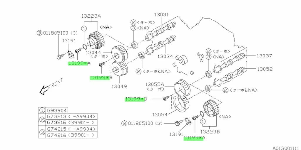 Camshaft Pulley Bolt (Non-Avcs) To Suit Subaru Forester Impreza Legacy Outback Sti Wrx - 13199Aa010