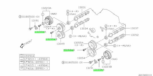 Camshaft Pulley Bolt (Non-Avcs) To Suit Subaru Forester Impreza Legacy Outback Sti Wrx - 13199Aa010