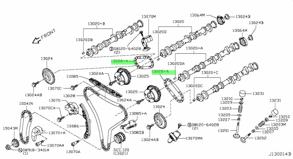 Camshaft Timing Chain To Suit Nissan 350Z 02-09 370Z 09 - Onwards R35 Gtr 13028-Jk20B Engine