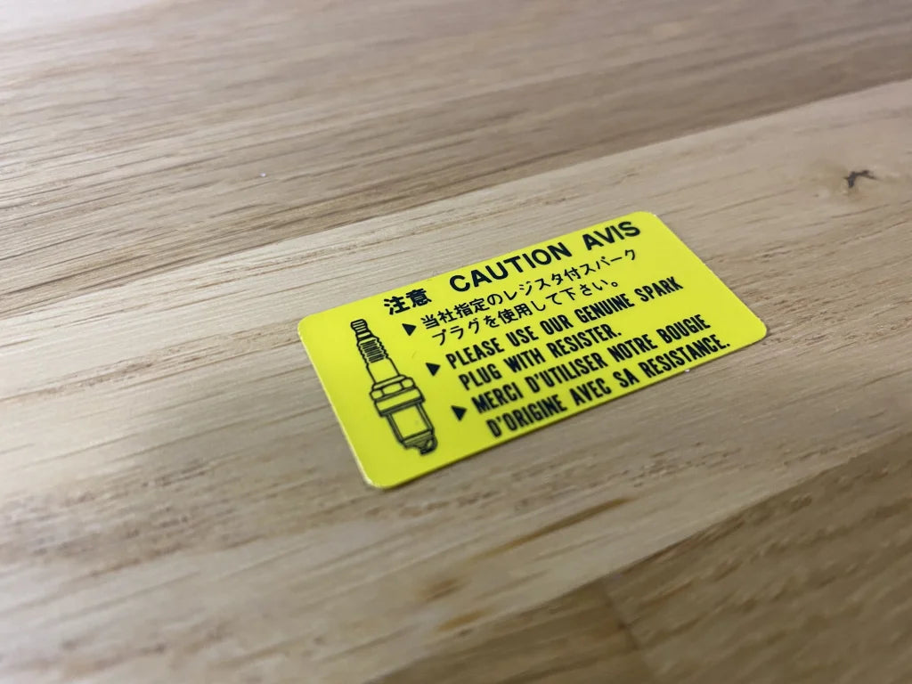 Caution Spark Plug Decal To Suit Mitsubishi Lancer Evolution 4 / 5 6 6.5 7 Cn9A Cp9A Ct9A Emblems
