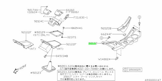 Centre Console Fascia / Cupholder To Suit Subaru Impreza Wrx Sti Gd Gg 2004 - 2007 92136Fe000Oe