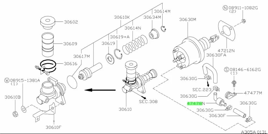 Check Valve Clutch Booster To Suit Nissan Skyline R32 Gtr R33 R34 Z32 (Tt) 47478-05U00 Gearbox And