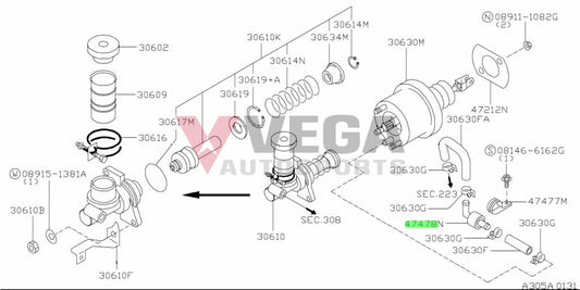 Check Valve Clutch Booster To Suit Nissan Skyline R32 Gtr R33 R34 Z32 (Tt) 47478-05U00 Gearbox And