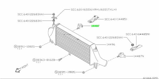 Lower Intercooler Bracket Rhs To Suit Nissan Skyline R32 / R33 Gtr 14480 - 05U05 Engine