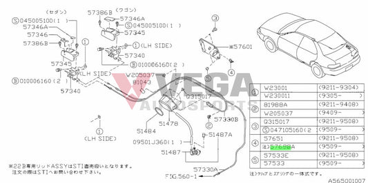 Clip Fuel Lock To Suit Subaru Impreza Gc8/Gf8 92-00 57651Fa040 Exterior