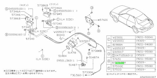 Clip Fuel Lock To Suit Subaru Impreza Gc8/Gf8 92-00 57651Fa040 Exterior