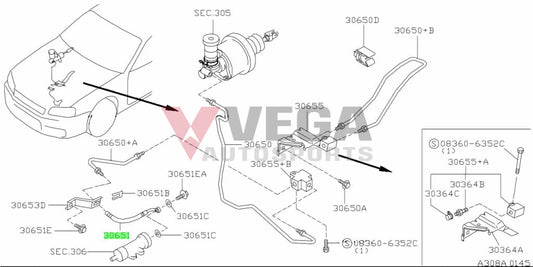 Clutch Hose Late Pull Style To Suit Nissan Skyline R32 / R33 Gtr 30855-12U01 Gearbox And