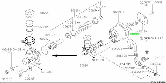 Clutch Master Cylinder Booster Vacuum Hose to suit Nissan Skyline R32 GTR 47473-05U10 Gearbox and Transmission