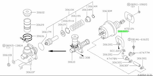 Clutch Master Cylinder Booster Vacuum Hose to suit Nissan Skyline R33 / R34 GTR 47473-24U00 Gearbox and Transmission