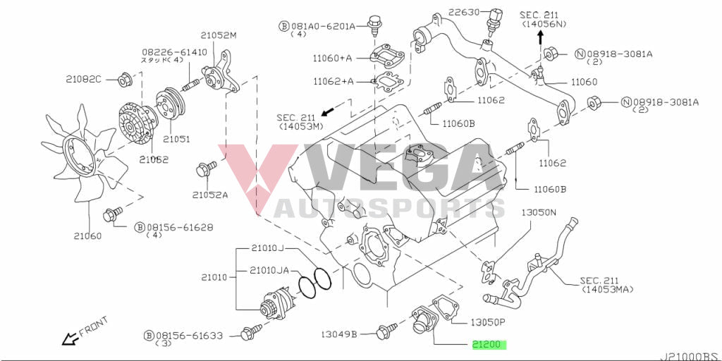 Coolant Thermostat To Suit Nissan 350Z Z33 Series 1 & Skyline V35 350Gt (Vq35De) 21200-4W01B Cooling