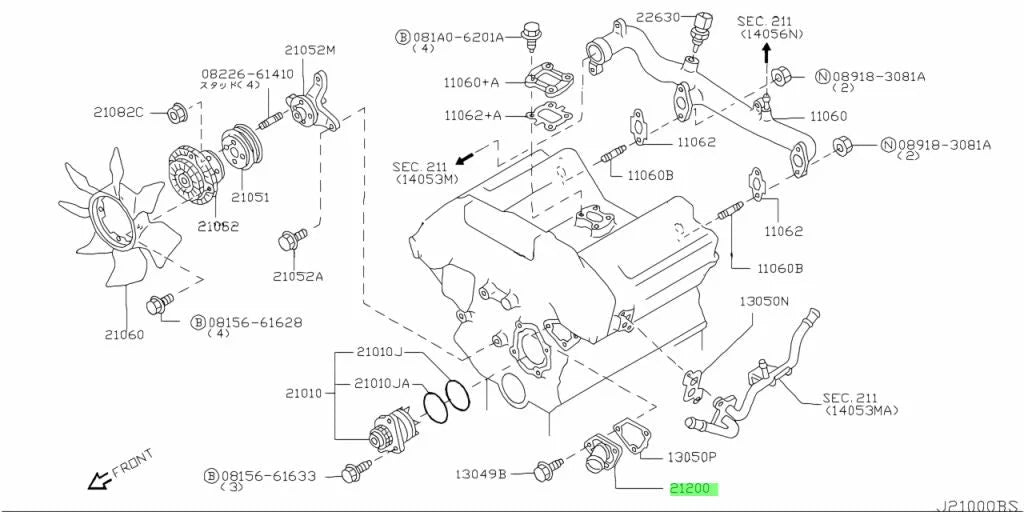 Coolant Thermostat To Suit Nissan 350Z Z33 Series 1 & Skyline V35 350Gt (Vq35De) 21200-4W01B Cooling