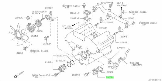 Coolant Thermostat To Suit Nissan 350Z Z33 Series 1 & Skyline V35 350Gt (Vq35De) 21200-4W01B Cooling