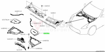 Cowl Battery Upper Cover To Suit Nissan 370Z Z34 65278-1Eb0A Exterior
