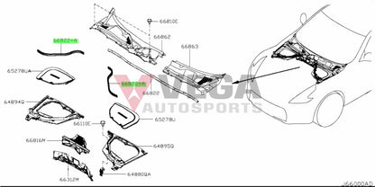 Cowl Rubber Seals Rhs / Lhs To Suit Nissan 370Z Z34 Infinity G37 66870-1Ea0A Body Mouldings