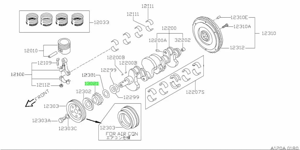 Crank Gear To Suit Datsun 1200 A10 A12 A14 A15 B10 B110 B210 B310 13021-H3900 Engine
