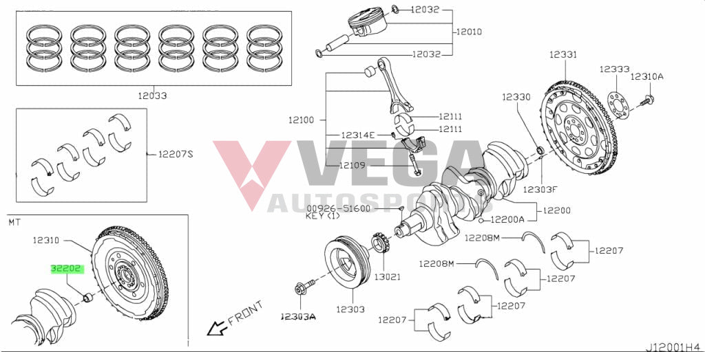 Crank Spigot Bush To Suit Nissan Ca18De(T) Fj20De(T) Sr20De(T) Rb20E(T) Rb20De(T) Rb25De(T) Rb26Dett