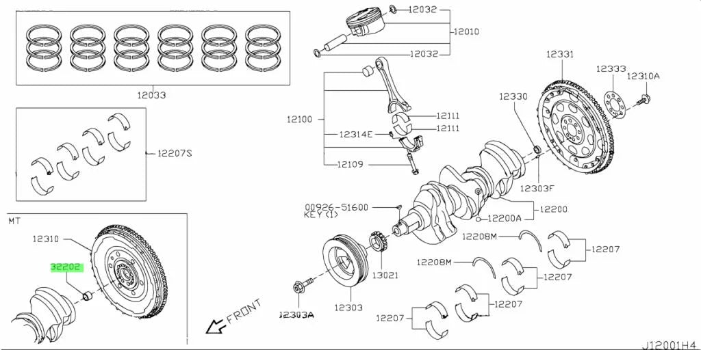 Crank Spigot Bush To Suit Nissan Ca18De(T) Fj20De(T) Sr20De(T) Rb20E(T) Rb20De(T) Rb25De(T) Rb26Dett