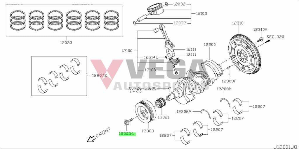 Crankshaft Pullet Bolt To Suit Nissan R35 Gtr 12309-Jf00A Engine