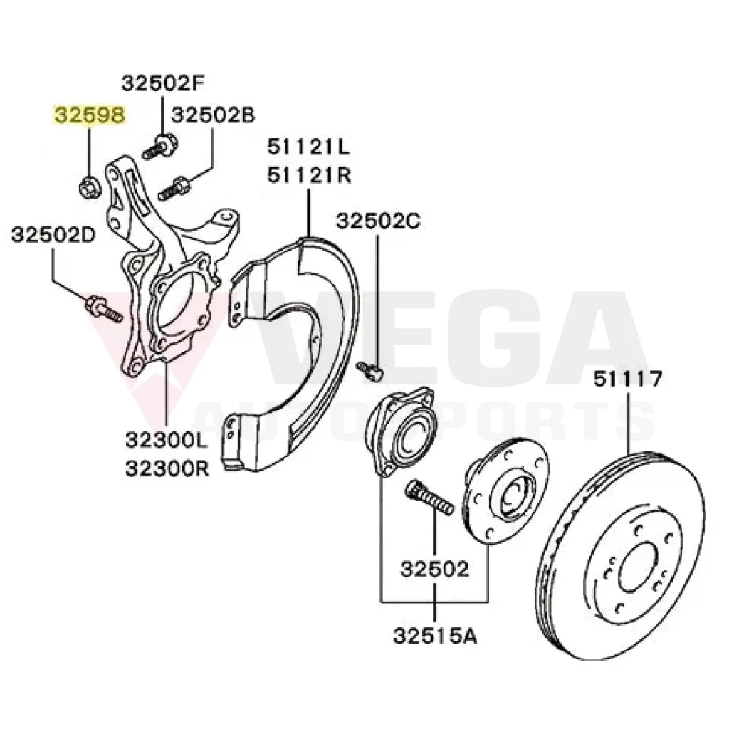 Crossmember / Knuckle M14 Nut to suit Mitsubishi Lancer Evolution 7 8 9 MD090875 Nuts / Bolts / Screws