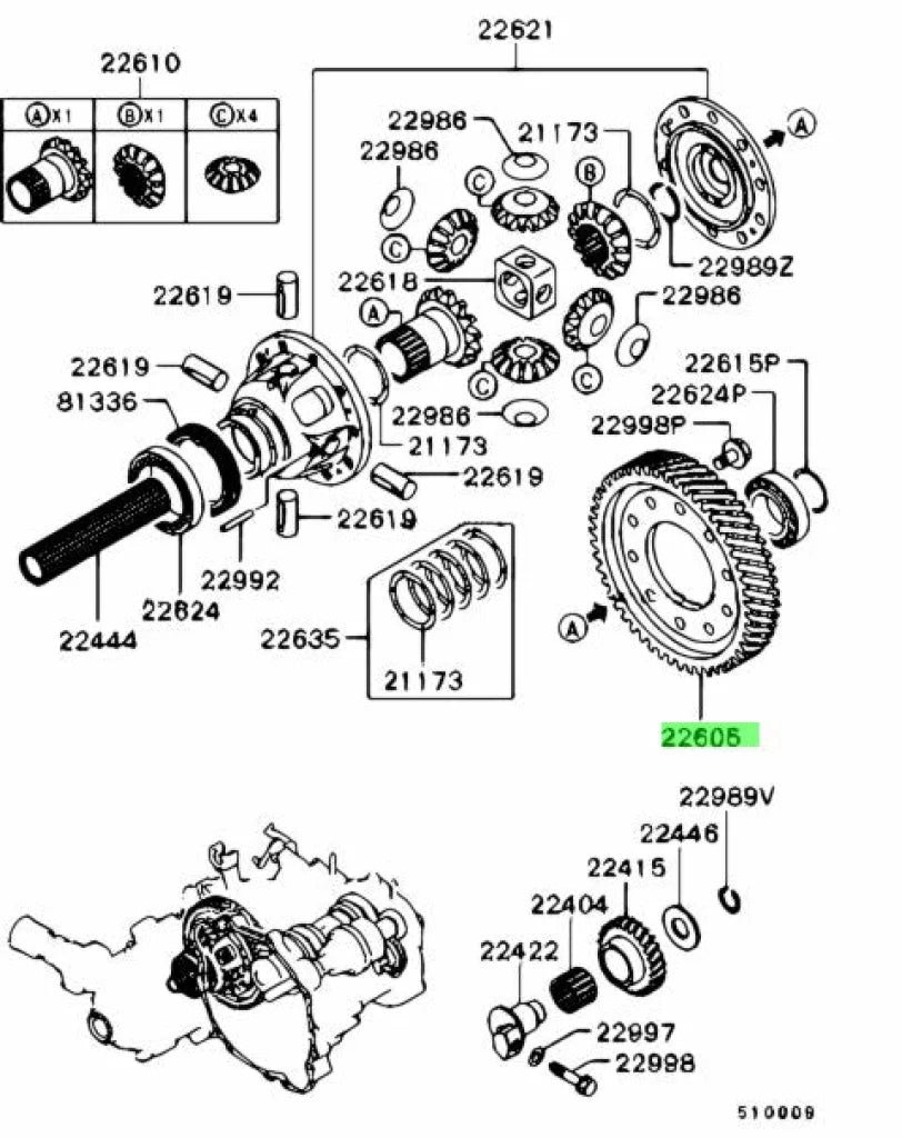 Crown Wheel Final Drive 4.11 (74 teeth) to suit Mitsubishi Lancer Evolution 4-9 5 Spd MD770339 - Gearbox and