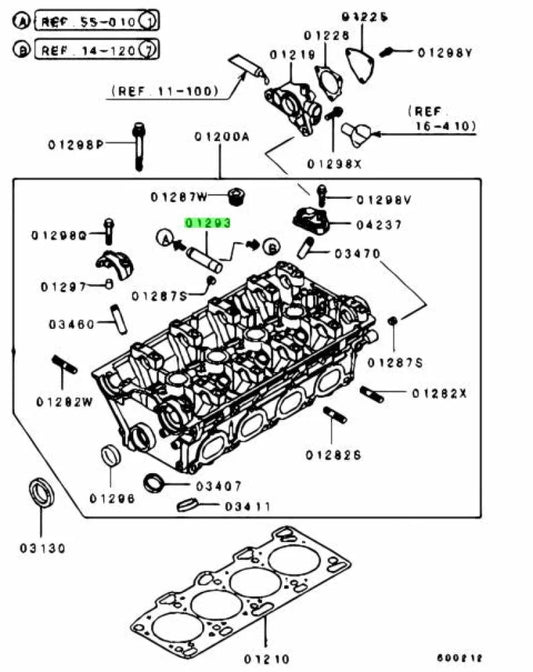 Cylinder Head Water Inlet Nipple To Suit Mitsubishi Lancer Evolution 4 - 7 Md184160 Cooling