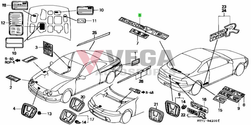 'DOHC VTEC' Rear Decal Sticker to suit Honda Integra DC2 - Vega Autosports