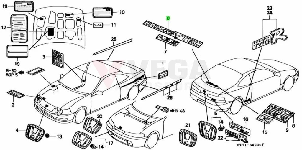 'DOHC VTEC' Rear Decal Sticker to suit Honda Integra DC2 - Vega Autosports
