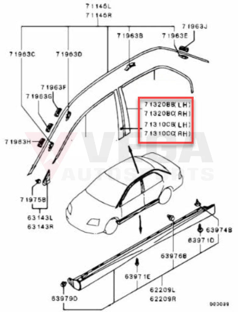 Door Sash Tape Set (4-Piece) To Suit Mitsubishi Lancer Evolution 7 / 8 9 Ct9A Exterior