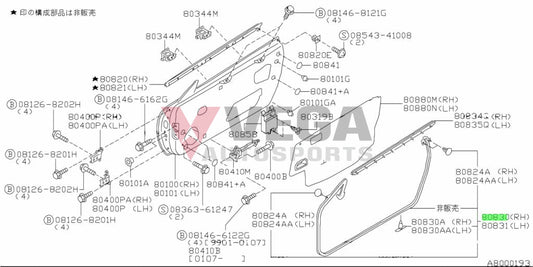 Door Weather Strip Set (Rhs) To Suit Nissan Silvia S15 80830-85F00 Body Mouldings / Seals