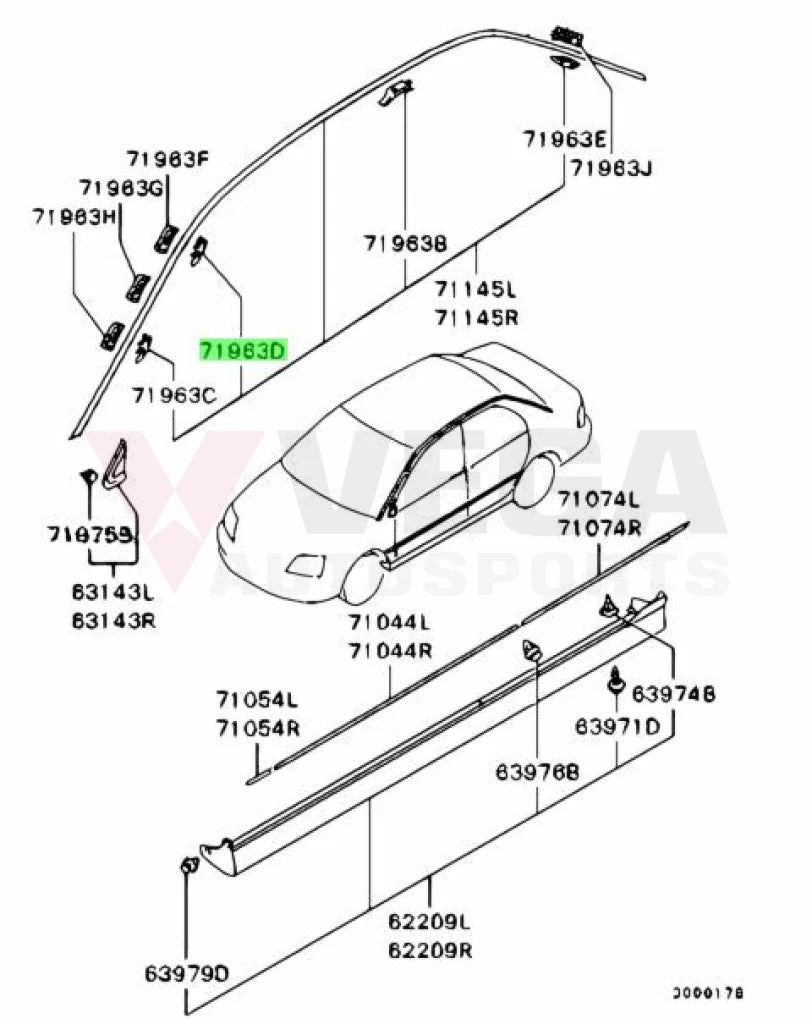 Drip Mould Clip (Blue) To Suit Mitsubishi Lancer Evolution 7 / 8 9 Mr520850 Exterior