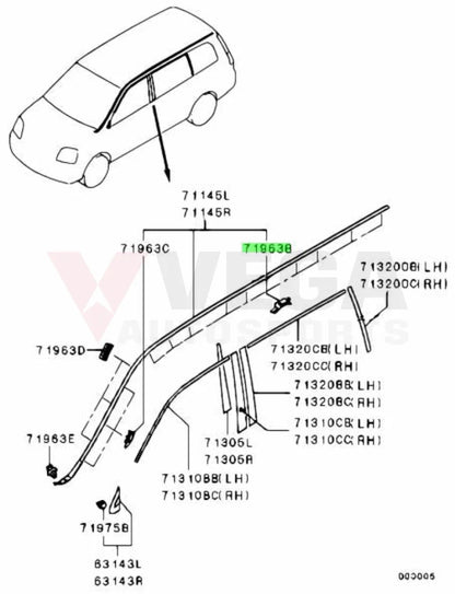 Drip Mould Clip (White) To Suit Mitsubishi Lancer Evolution 7 / 8 9 7403A020 Exterior