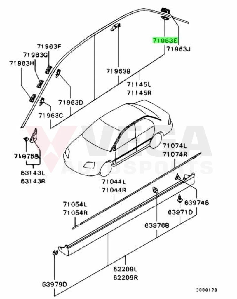 Drip Mould Clip (White) To Suit Mitsubishi Lancer Evolution 7 / 8 9 Mr520851 Exterior