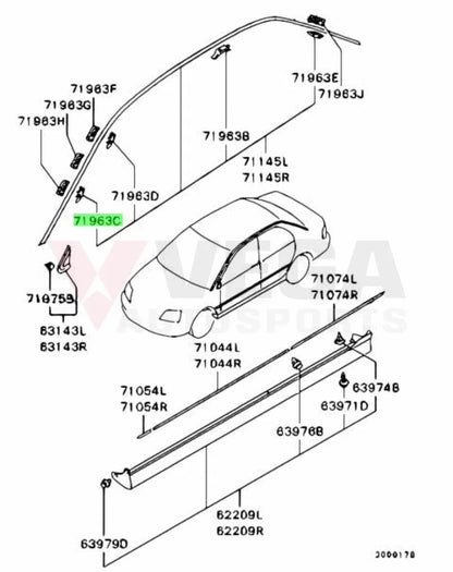 Drip Mould Clip (Yellow) To Suit Mitsubishi Lancer Evolution 7 / 8 9 Mr520849 Exterior