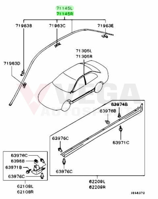 Drip Mould Set RHS / LHS to suit Mitsubishi Lancer Evolution 4 / 5 / 6 / 6.5 CN9A CP9A - Vega Autosports