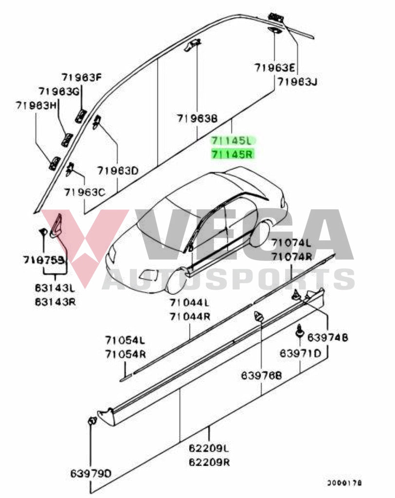 Drip Mould Set RHS / LHS to suit Mitsubishi Lancer Evolution 7 8 9 CT9A - Vega Autosports