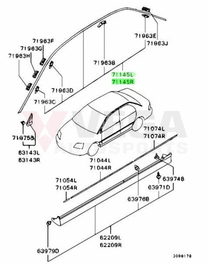 Drip Mould Set RHS / LHS to suit Mitsubishi Lancer Evolution 7 8 9 CT9A - Vega Autosports