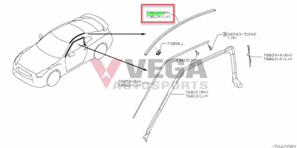 Drip Mould Set RHS & LHS to suit Nissan R35 GTR 73854-JF00A / 73855-JF00A Body Mouldings / Seals