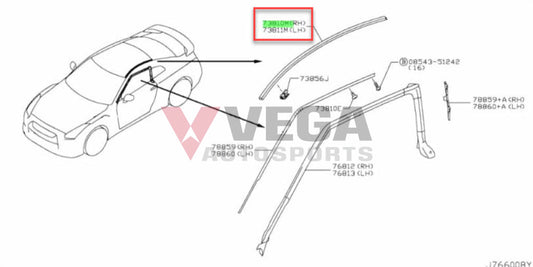 Drip Mould Set RHS & LHS to suit Nissan R35 GTR 73854-JF00A / 73855-JF00A Body Mouldings / Seals