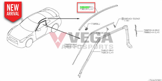 Drip Mould Set RHS & LHS to suit Nissan R35 GTR 73854-JF00A / 73855-JF00A Body Mouldings / Seals