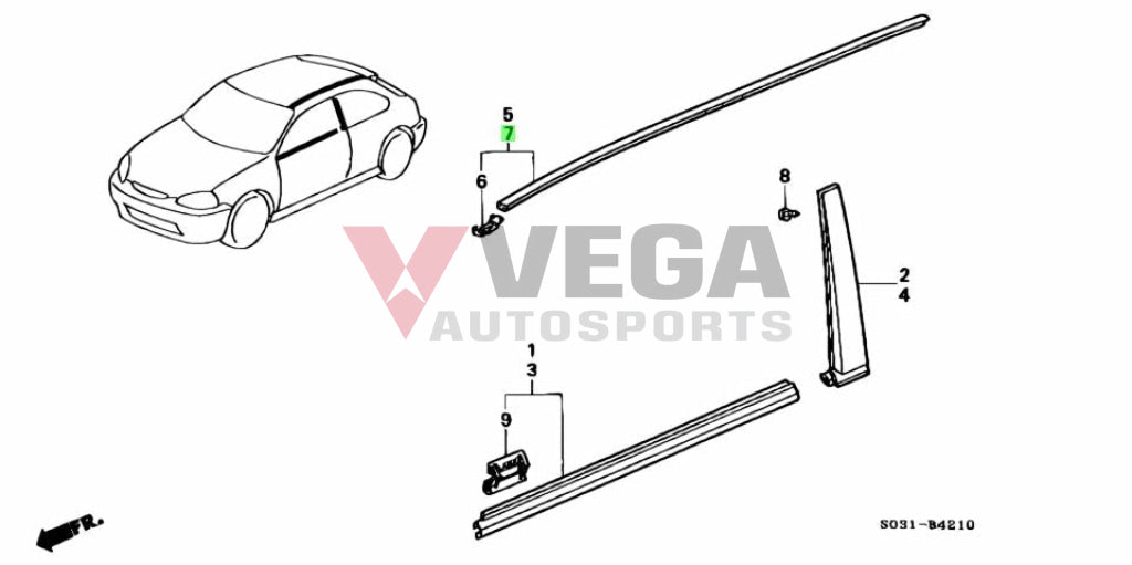 Drip Moulding Set Rhs / Lhs To Suit Honda Ek9 Type R 74316-S03-003 Exterior