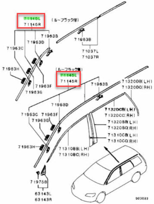 Drip Moulding Set Rhs / Lhs To Suit Mitsubishi Lancer Evolution Ct9W Mr557029 Mr557030 Exterior