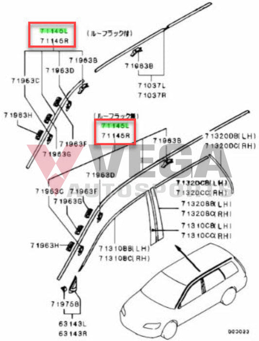Drip Moulding Set Rhs / Lhs To Suit Mitsubishi Lancer Evolution Ct9W Mr557029 Mr557030 Exterior