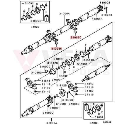 Driveshaft Carrier Bearing Nut to suit Mitsubishi Lancer Evolution 4 - 9 MB288653 Differential