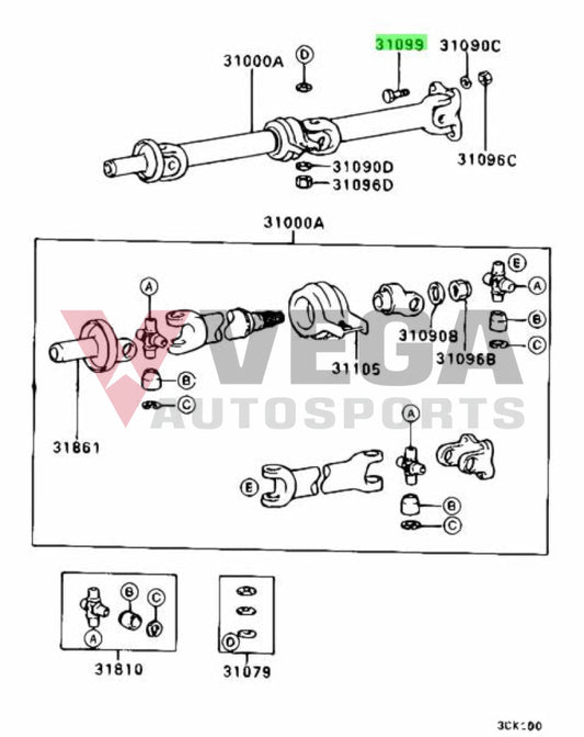 Driveshaft to Rear End Bolt to suit Mitsubishi Lancer Evolution 7/8/9 MB000938 Nuts / Bolts / Screws
